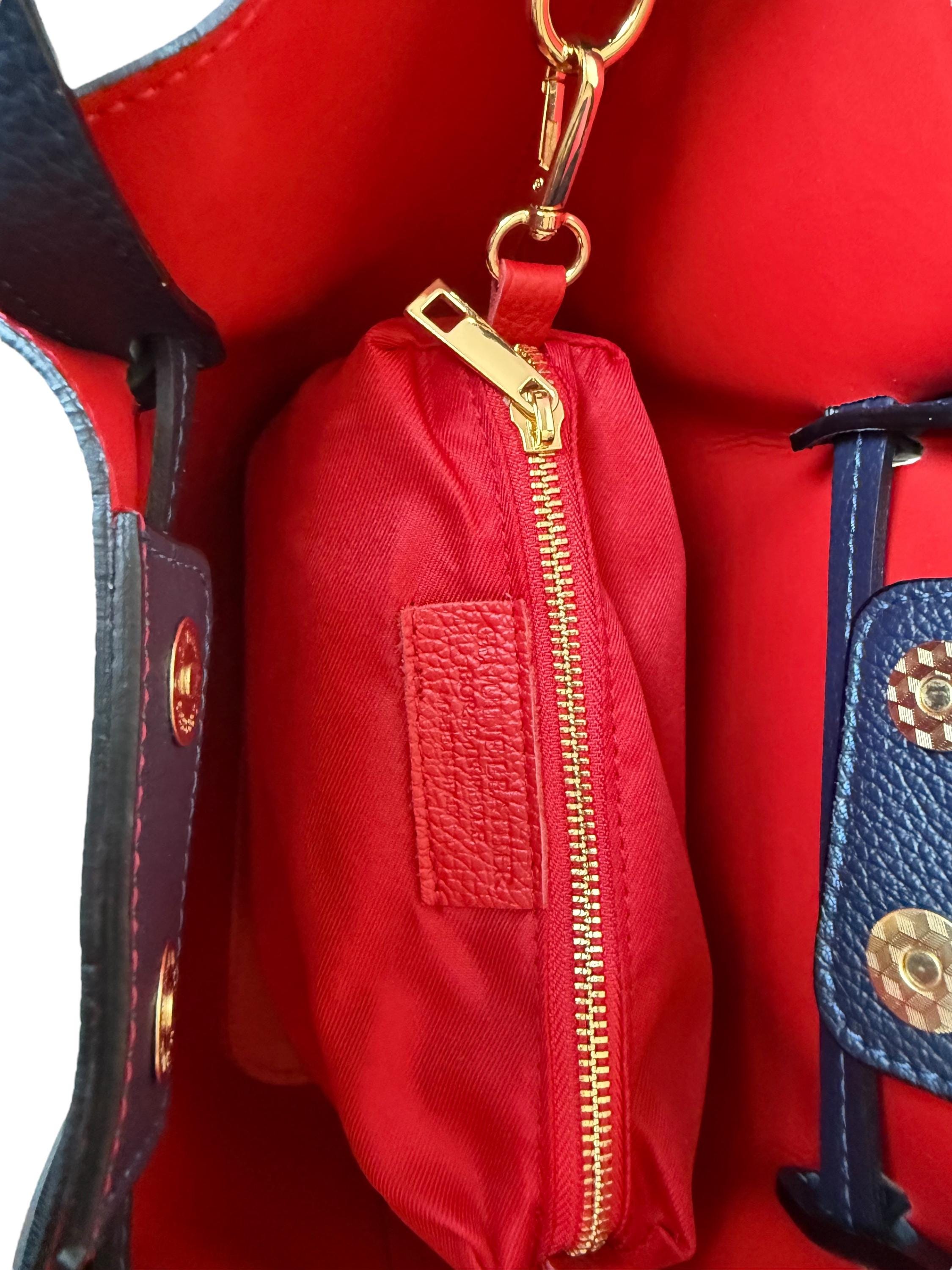 Bolso shopper trapezoidal de cuero azul marino