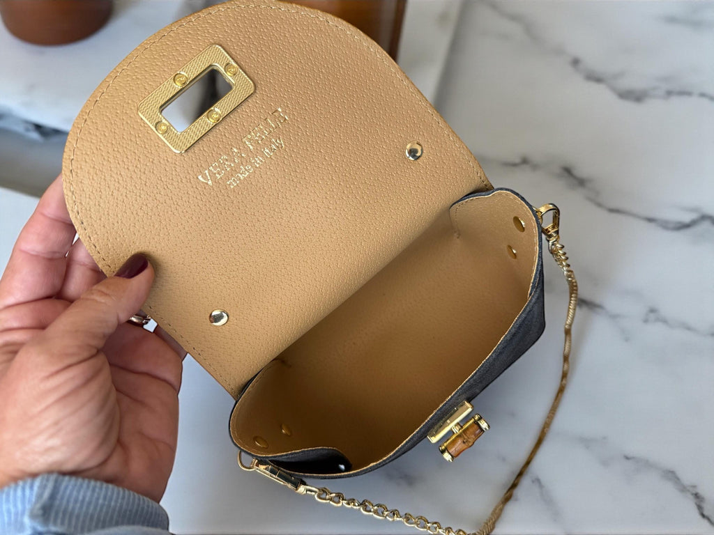 Mini bolso de ante o piel en tonos tierra