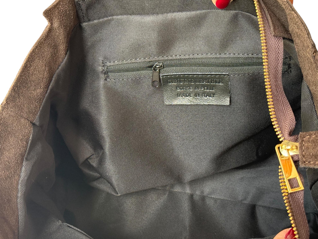 Bolso grande de ante con flecos para el hombro