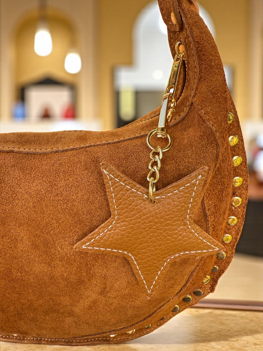 Adorno para bolso de piel auténtica en forma de estrella