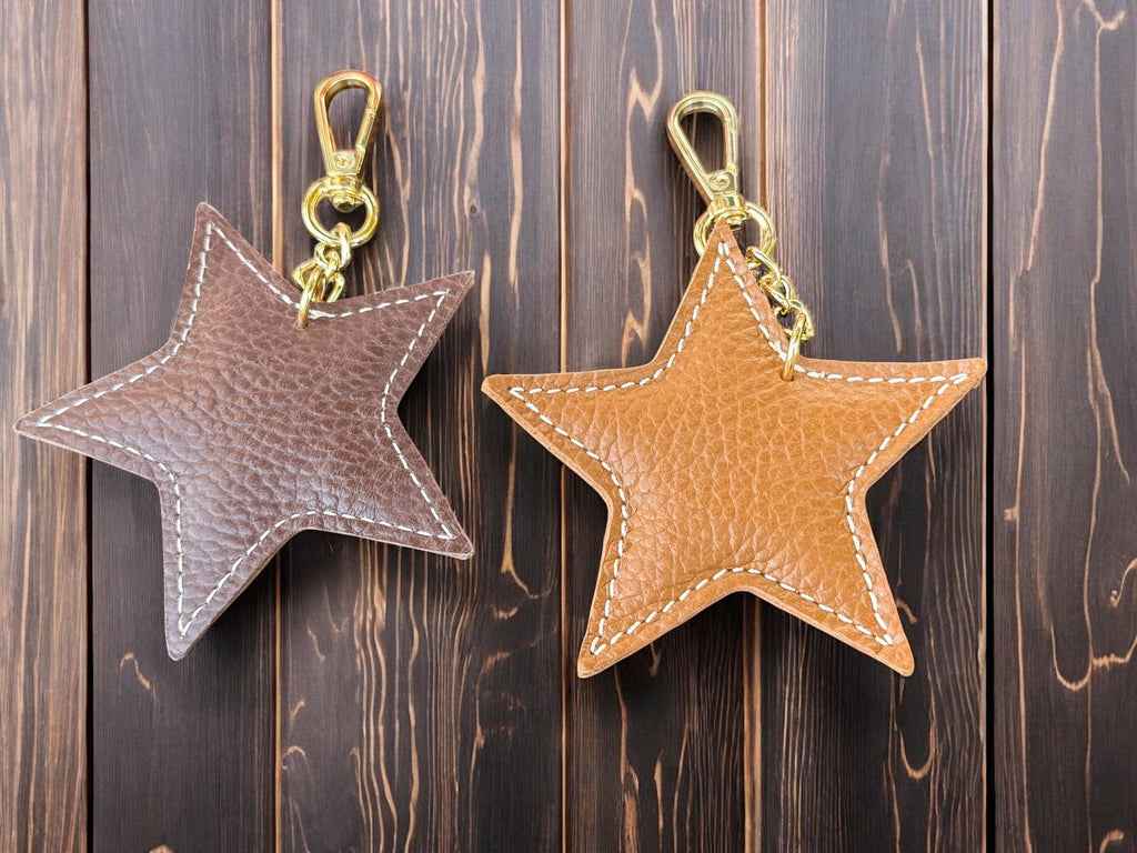 Adorno para bolso de piel auténtica en forma de estrella