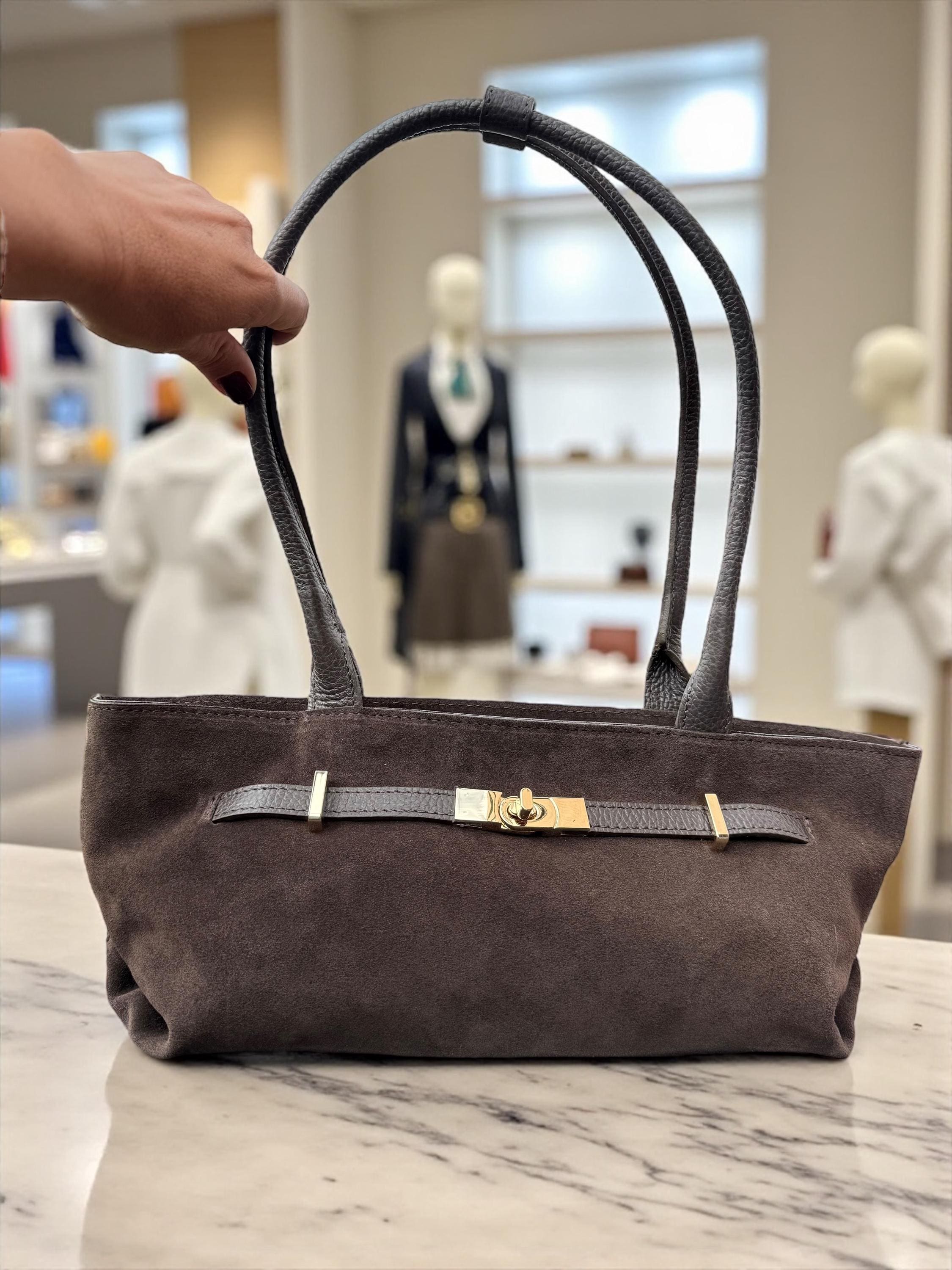 Baguette de ante genuino marrón oscuro