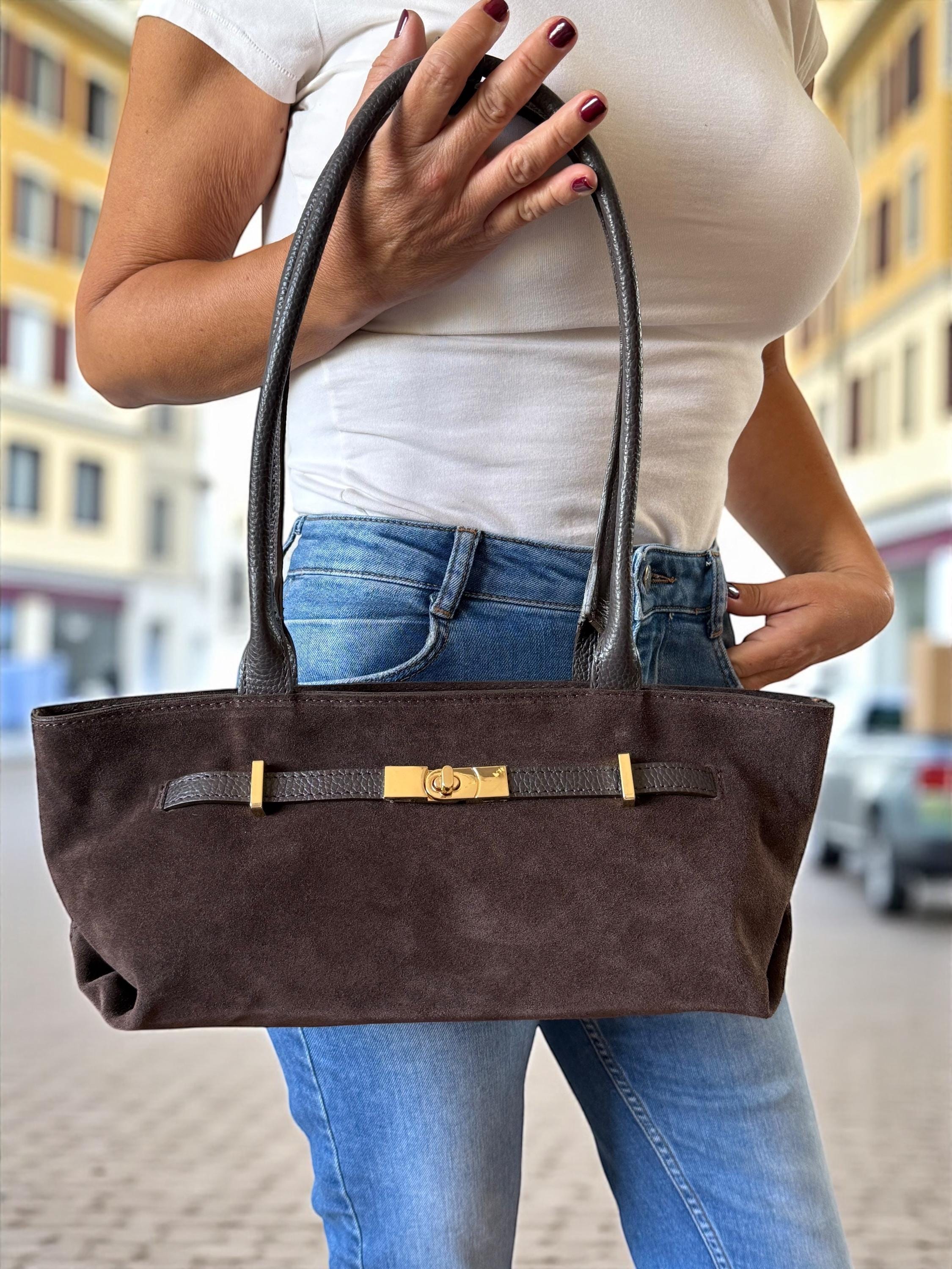 Baguette de ante genuino marrón oscuro