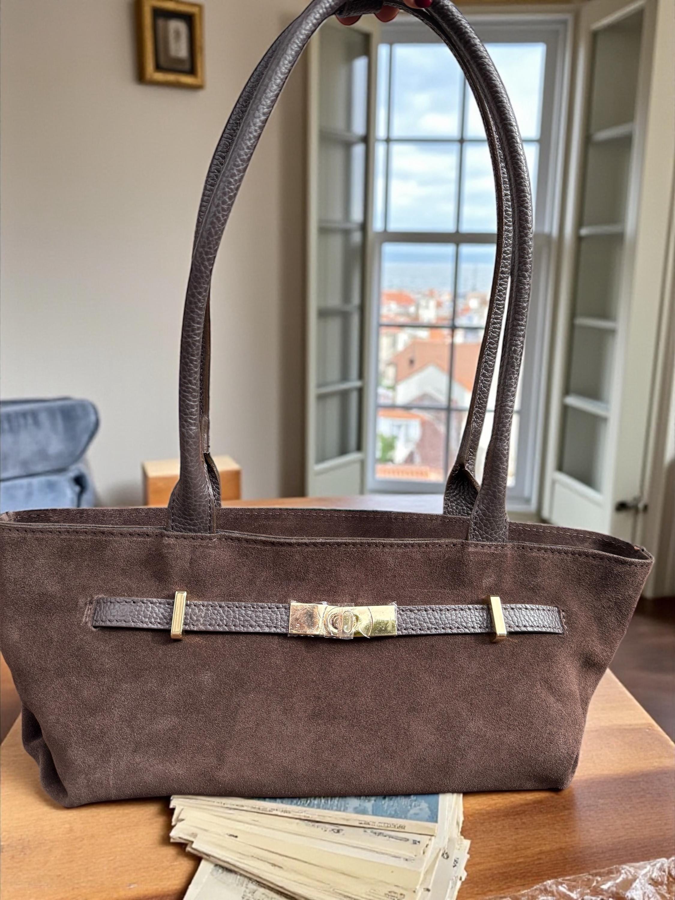 Baguette de ante genuino marrón oscuro