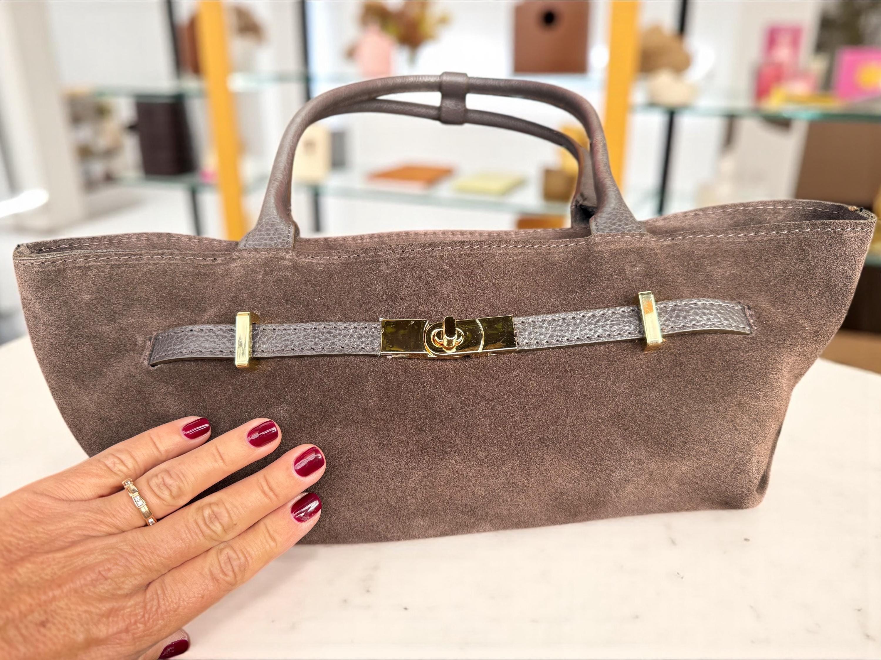 Baguette de ante genuino marrón oscuro