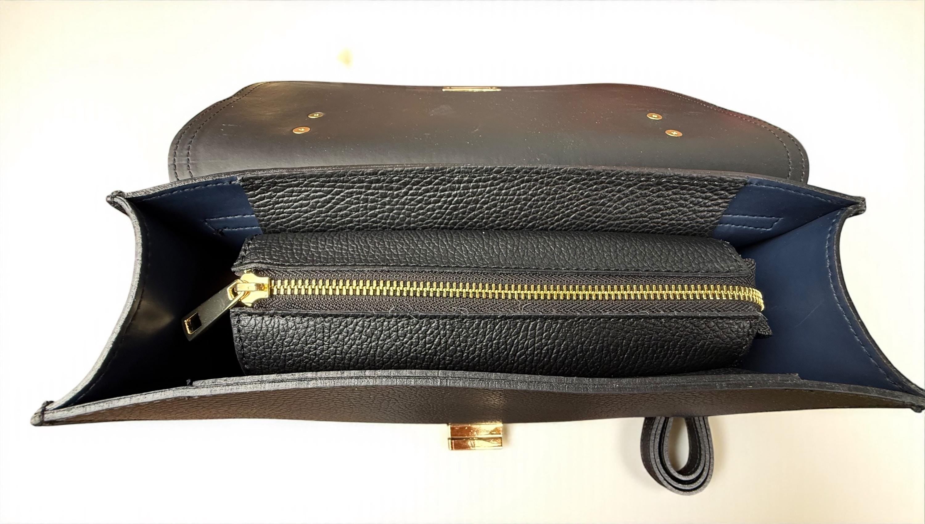 Bolso tipo cartera en pelo de poni con estampado de leopardo y cuero granulado auténtico