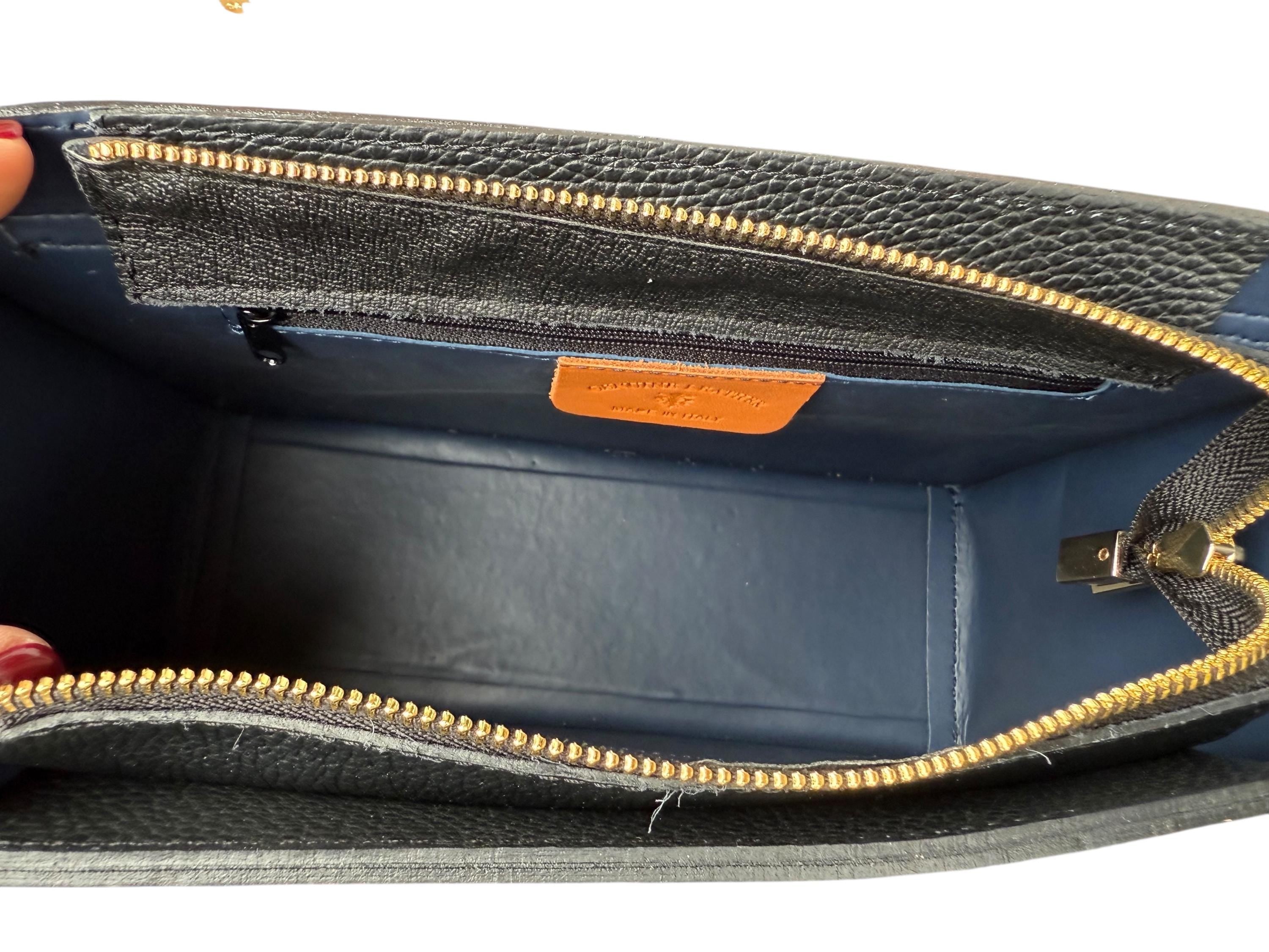 Bolso tipo cartera en pelo de poni con estampado de leopardo y cuero granulado auténtico