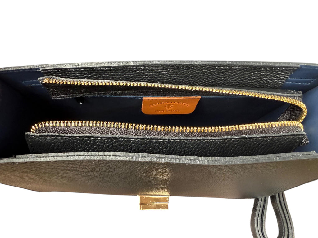 Bolso tipo cartera en pelo de poni con estampado de leopardo y cuero granulado auténtico