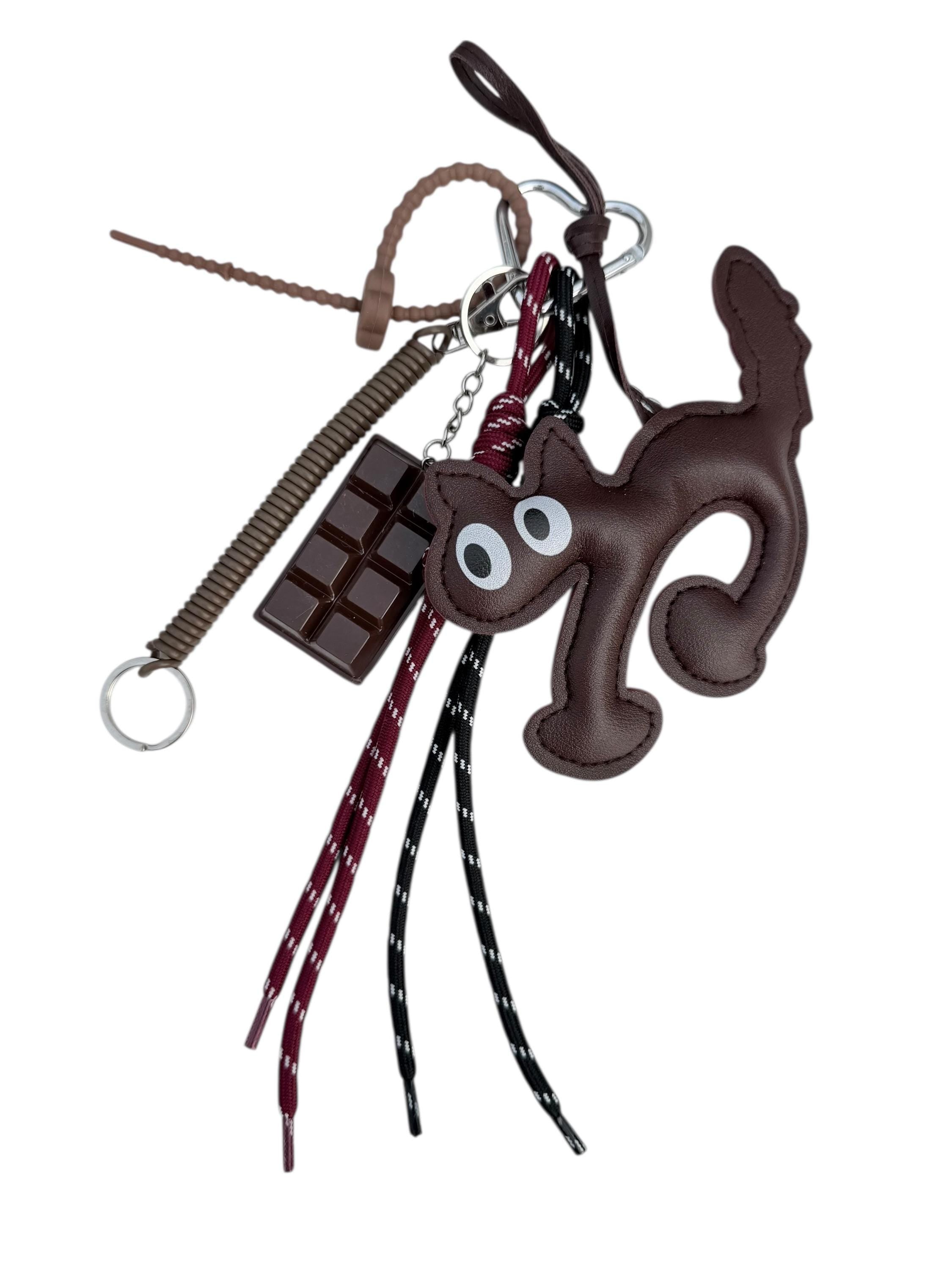 Charm de gato de cuero para bolsos –