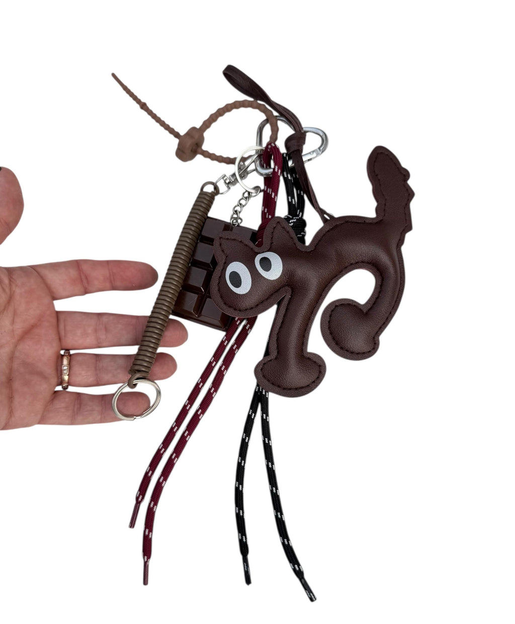 Charm de gato de cuero para bolsos –