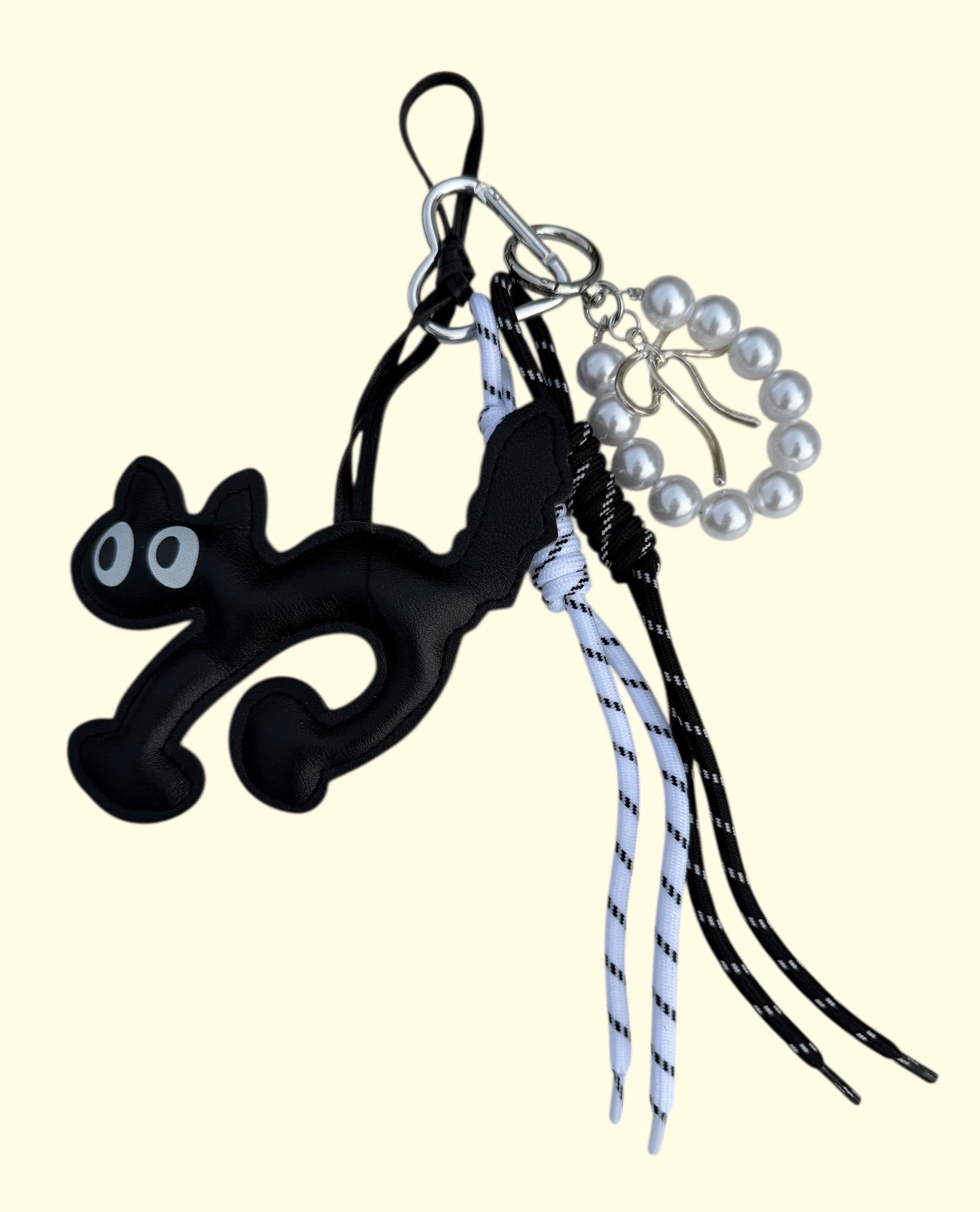 Charm de gato de cuero para bolsos –