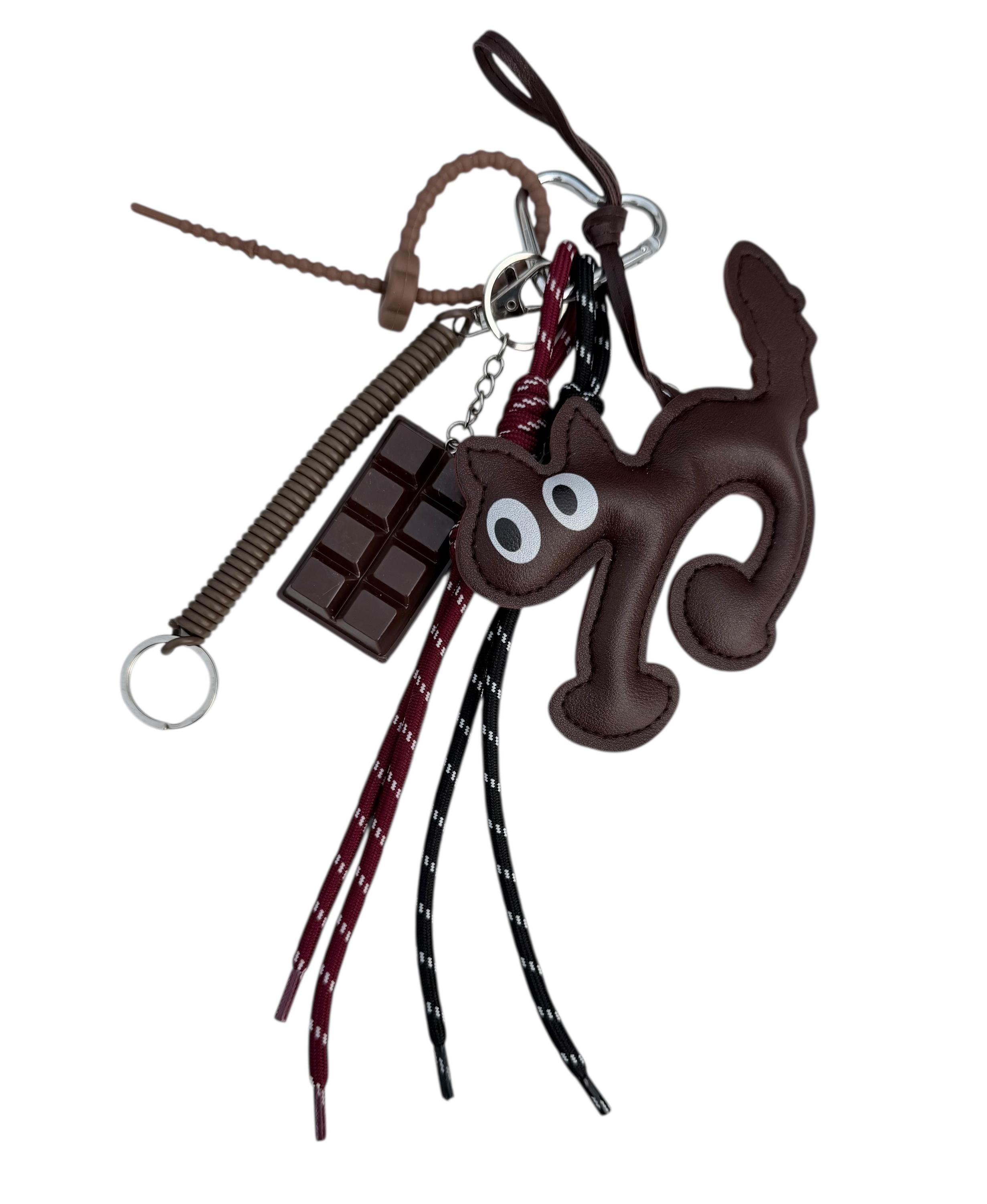 Charm de gato de cuero para bolsos –