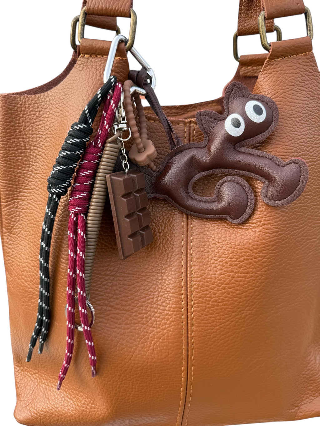 Adorno de gato de piel auténtica para bolsos