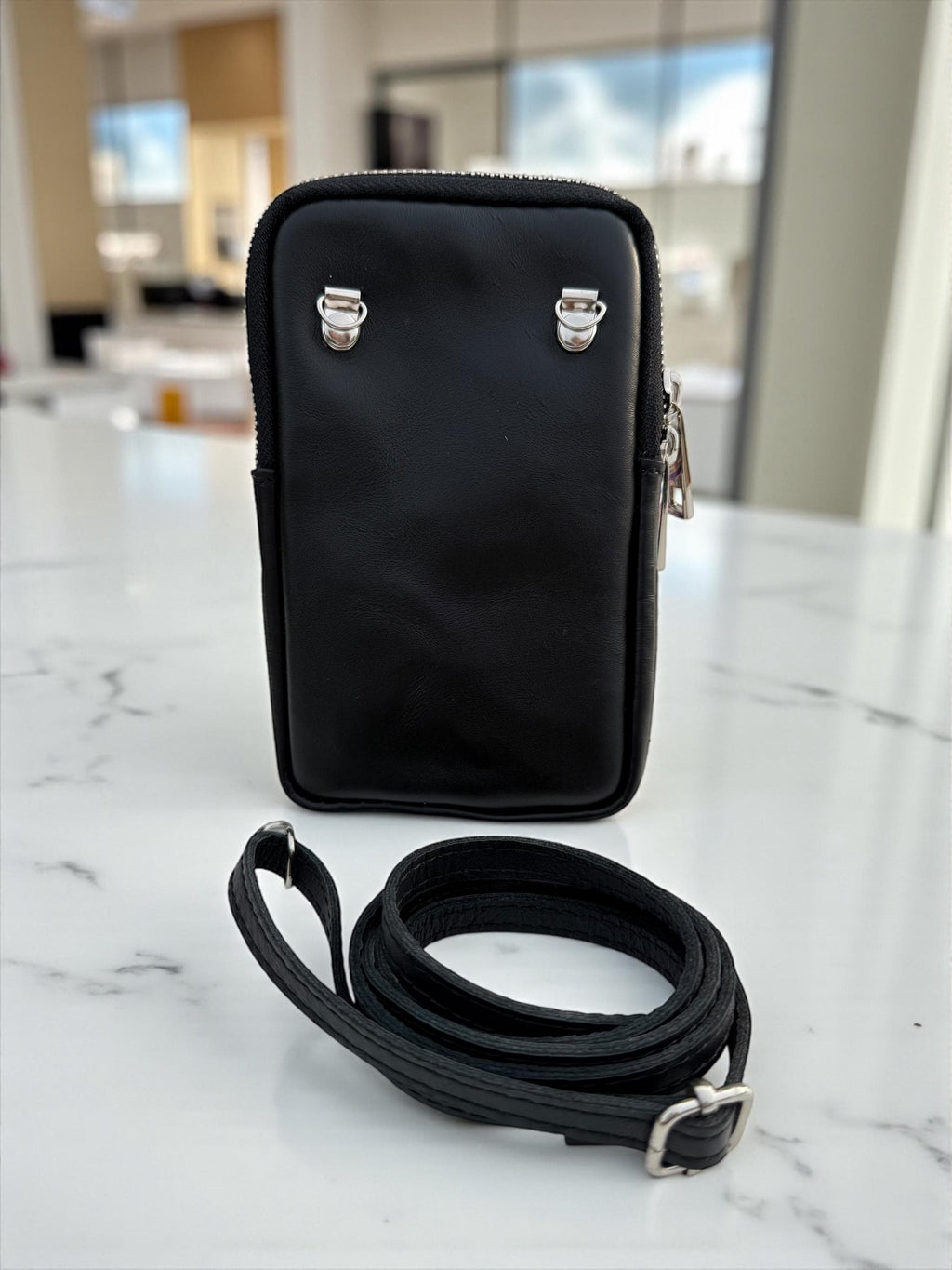 Mini bolso para teléfono móvil de piel auténtica con estampado de cebra