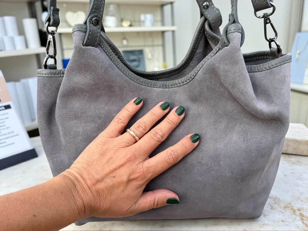 Bolso shopper negro de ante de tamaño mediano