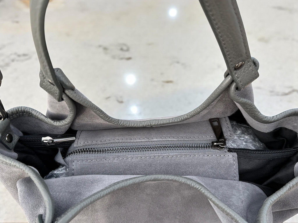 Bolso shopper negro de ante de tamaño mediano