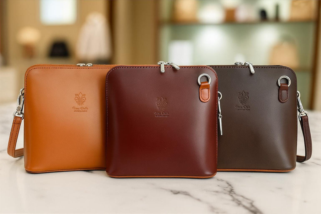 Mini bolso de piel estructurada en tonos tierra