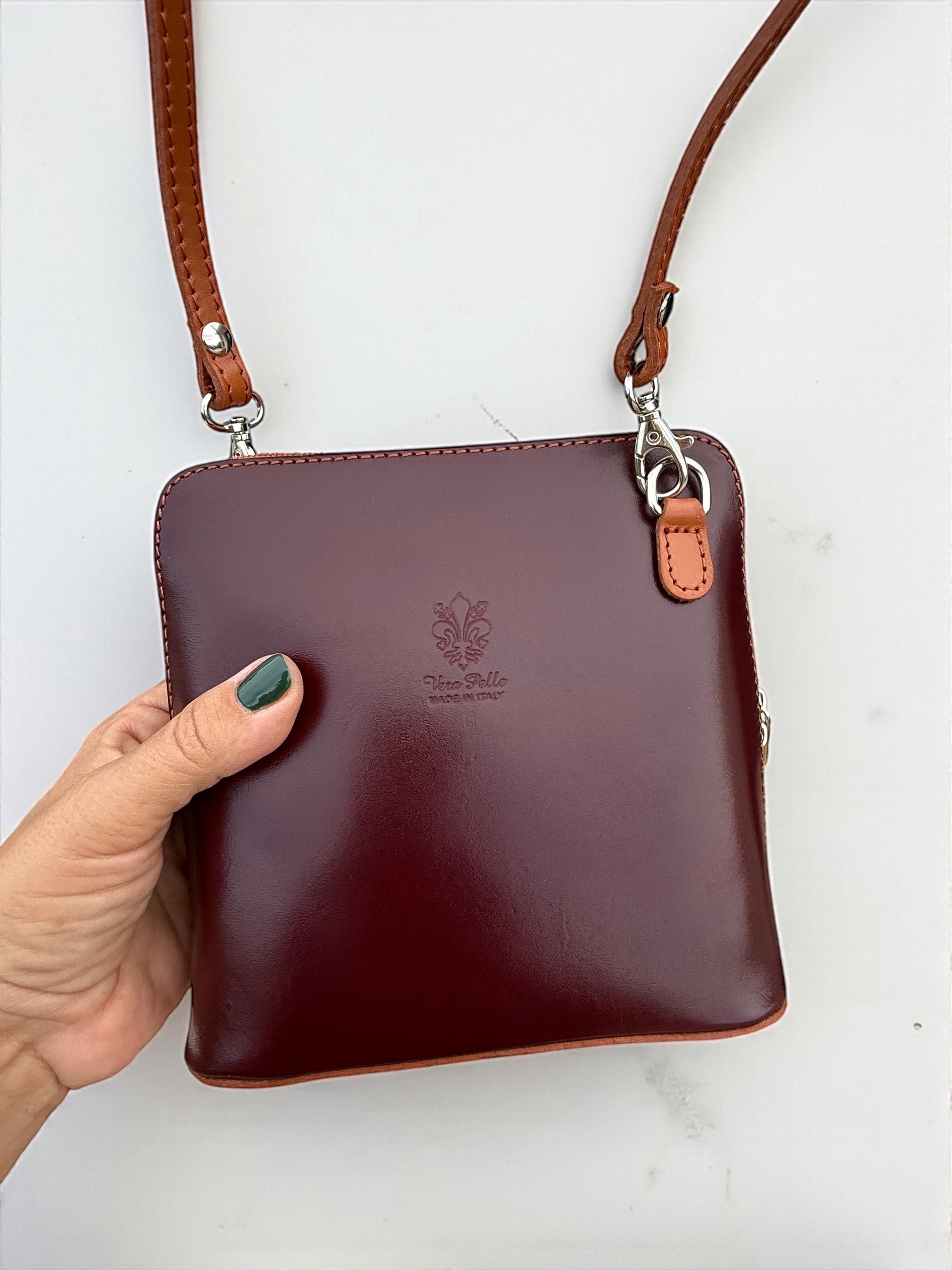 Mini bolso estructurado burdeos y camel