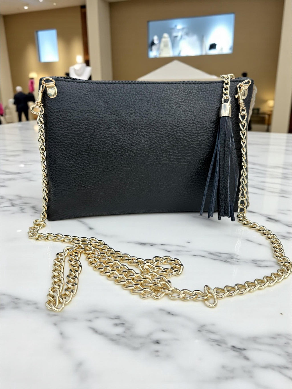 Bolso de mano para pelucas de cuero genuino con pelo de poni