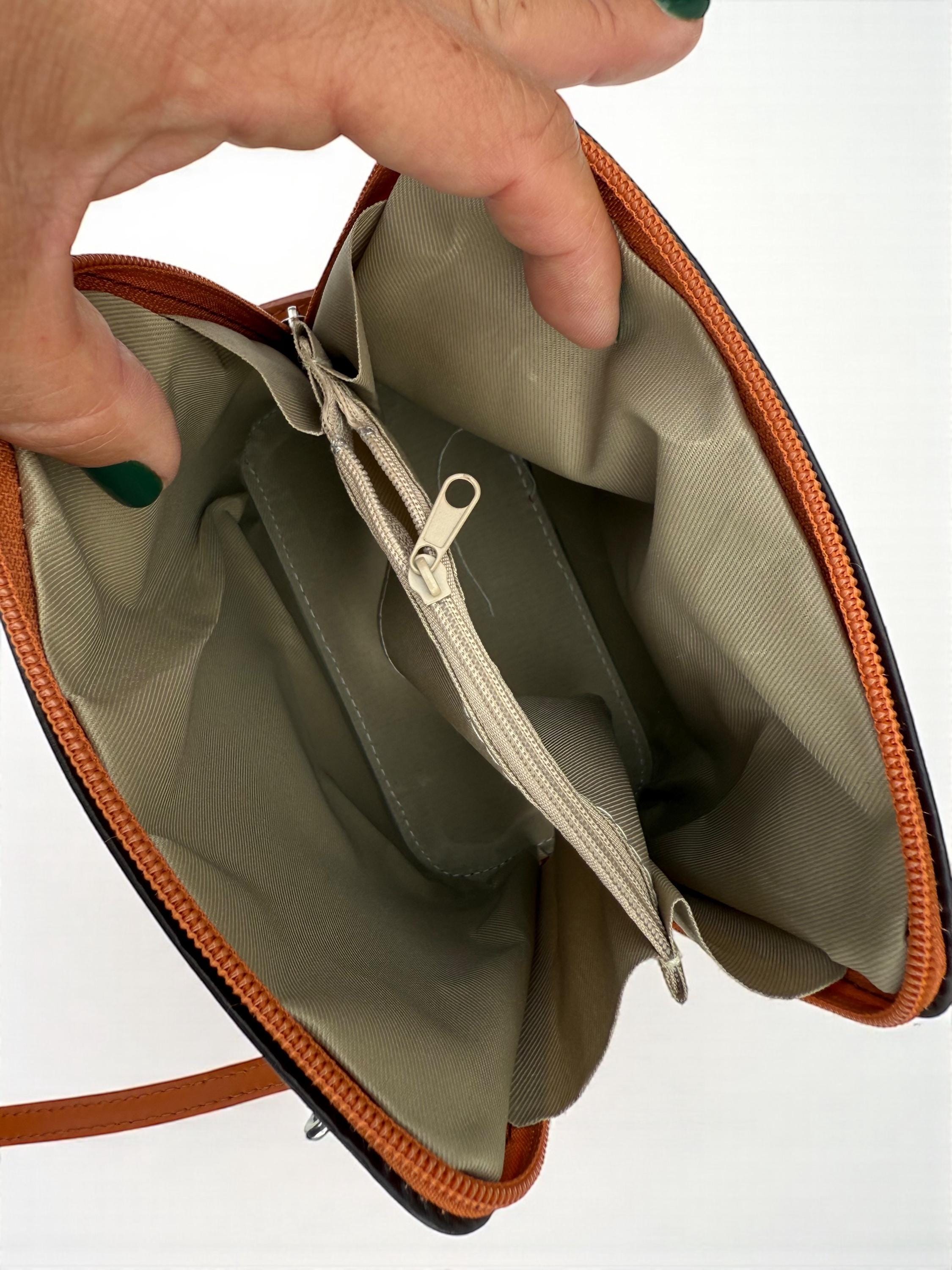 Mini bolso estructurado burdeos y camel