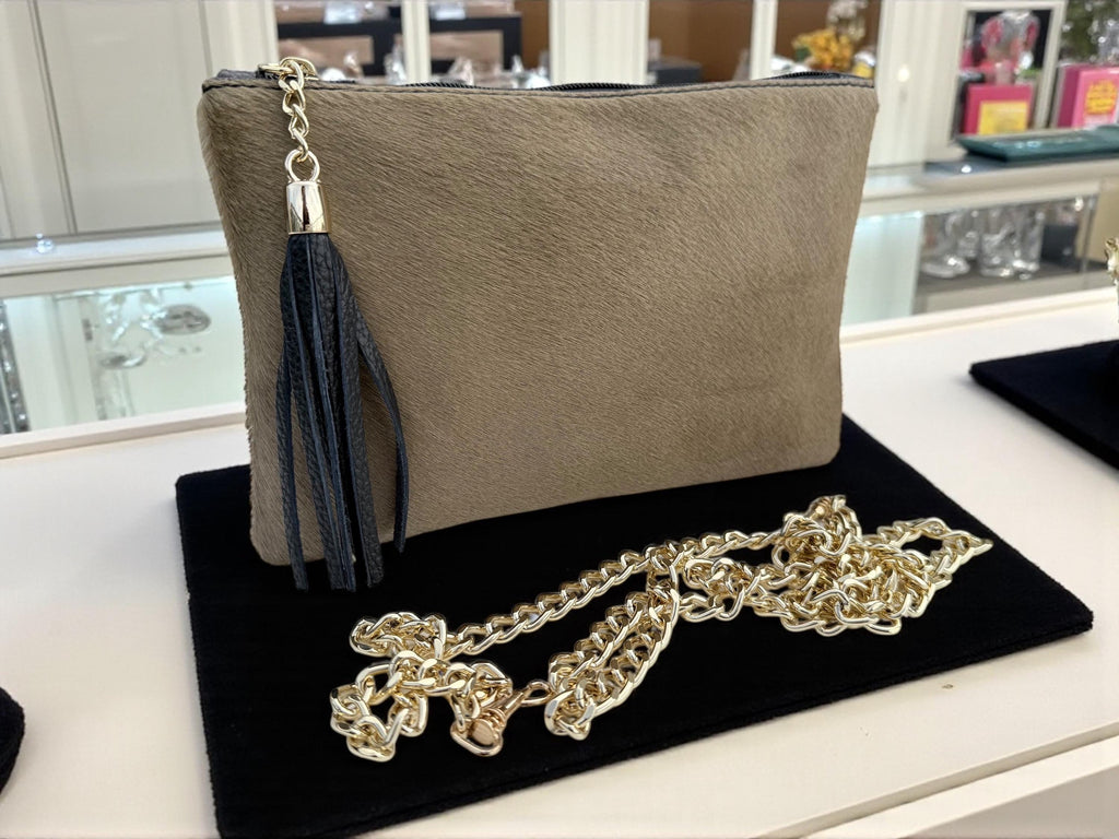 Bolso de mano para pelucas de cuero genuino con pelo de poni