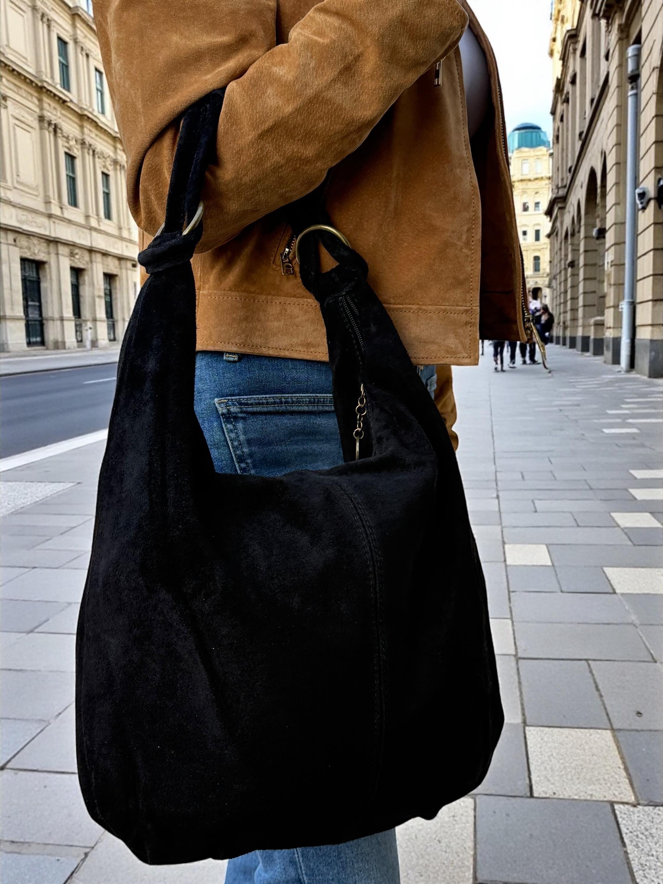 Bolso hobo grande de ante
