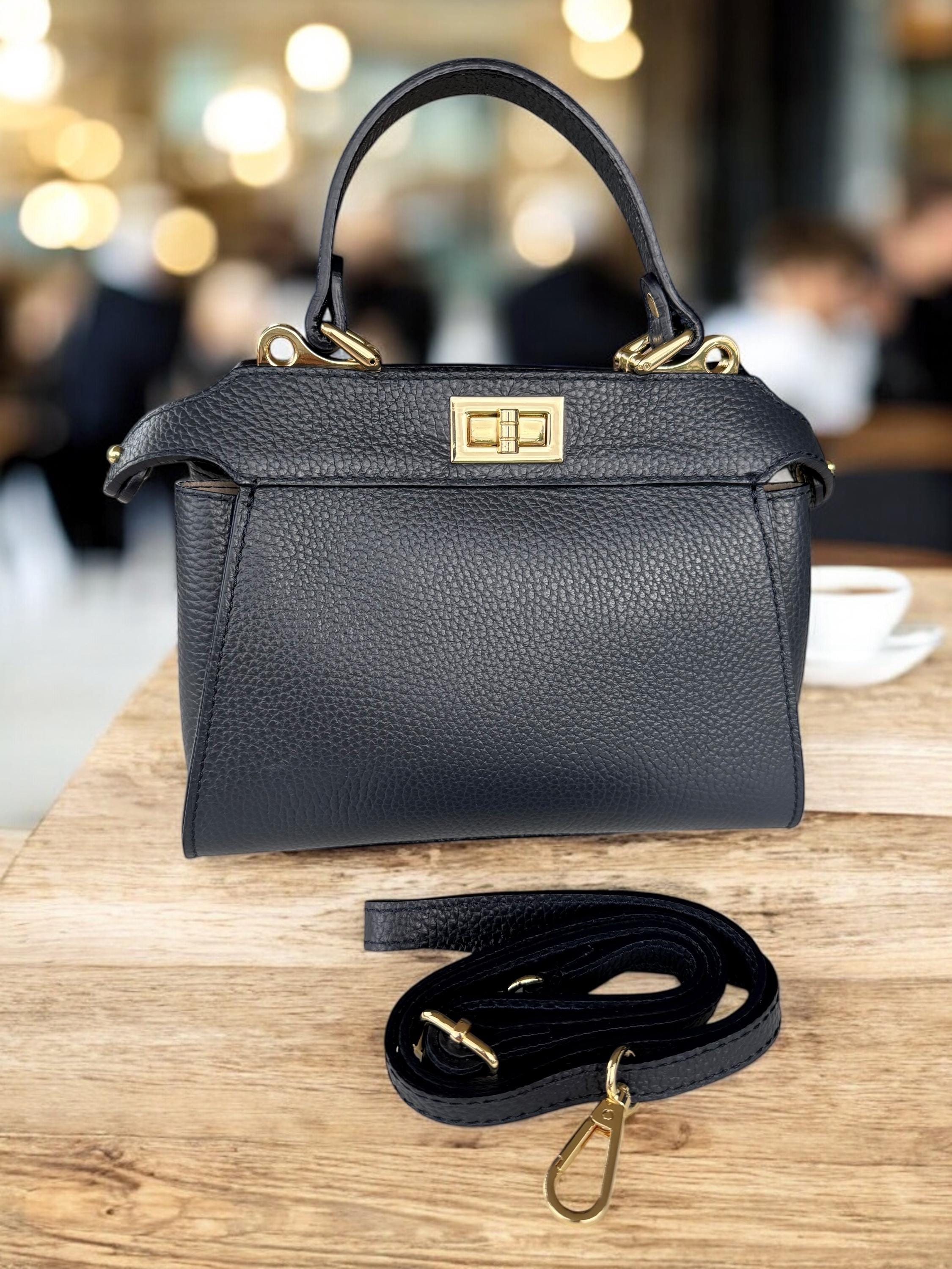 Bolso bandolera Navi clásico de piel italiana auténtica con textura granulada