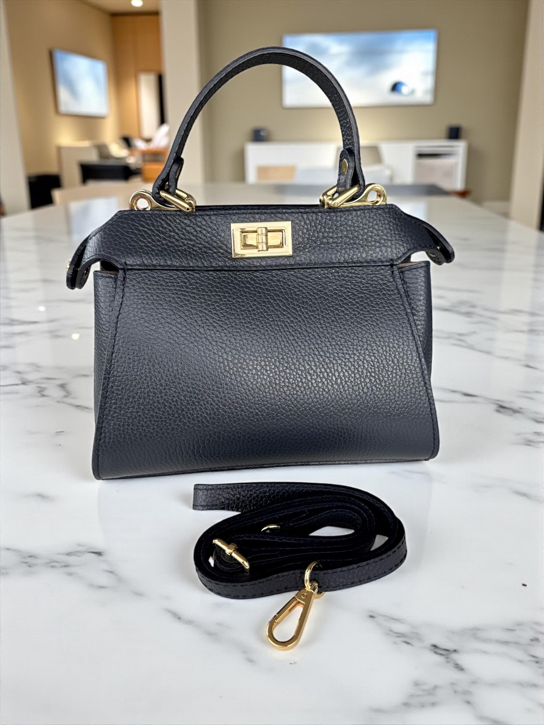 Bolso bandolera Navi clásico de piel italiana auténtica con textura granulada