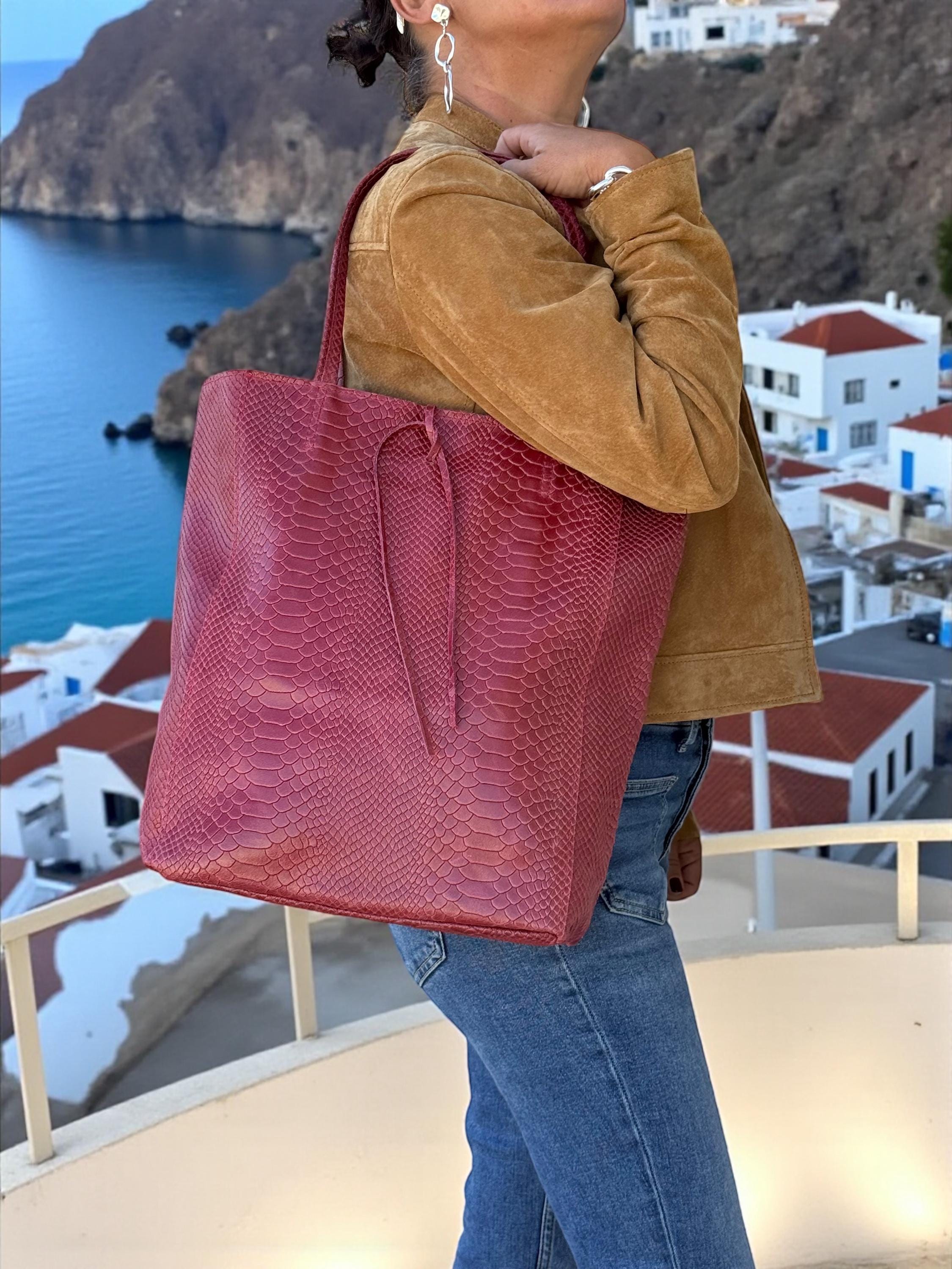Bolso tote Ruby de piel auténtica repujada