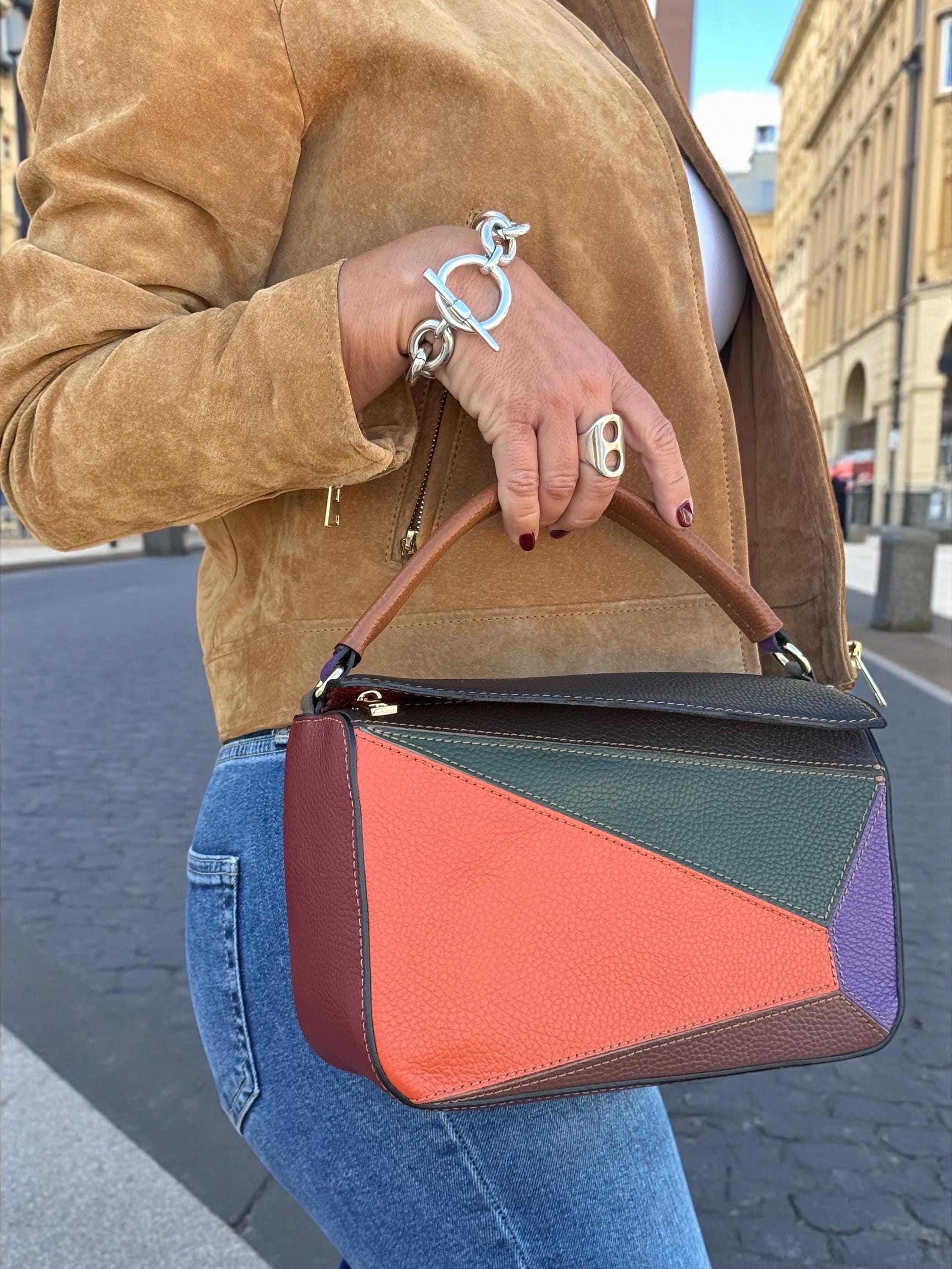 Bolso multicolor de piel auténtica