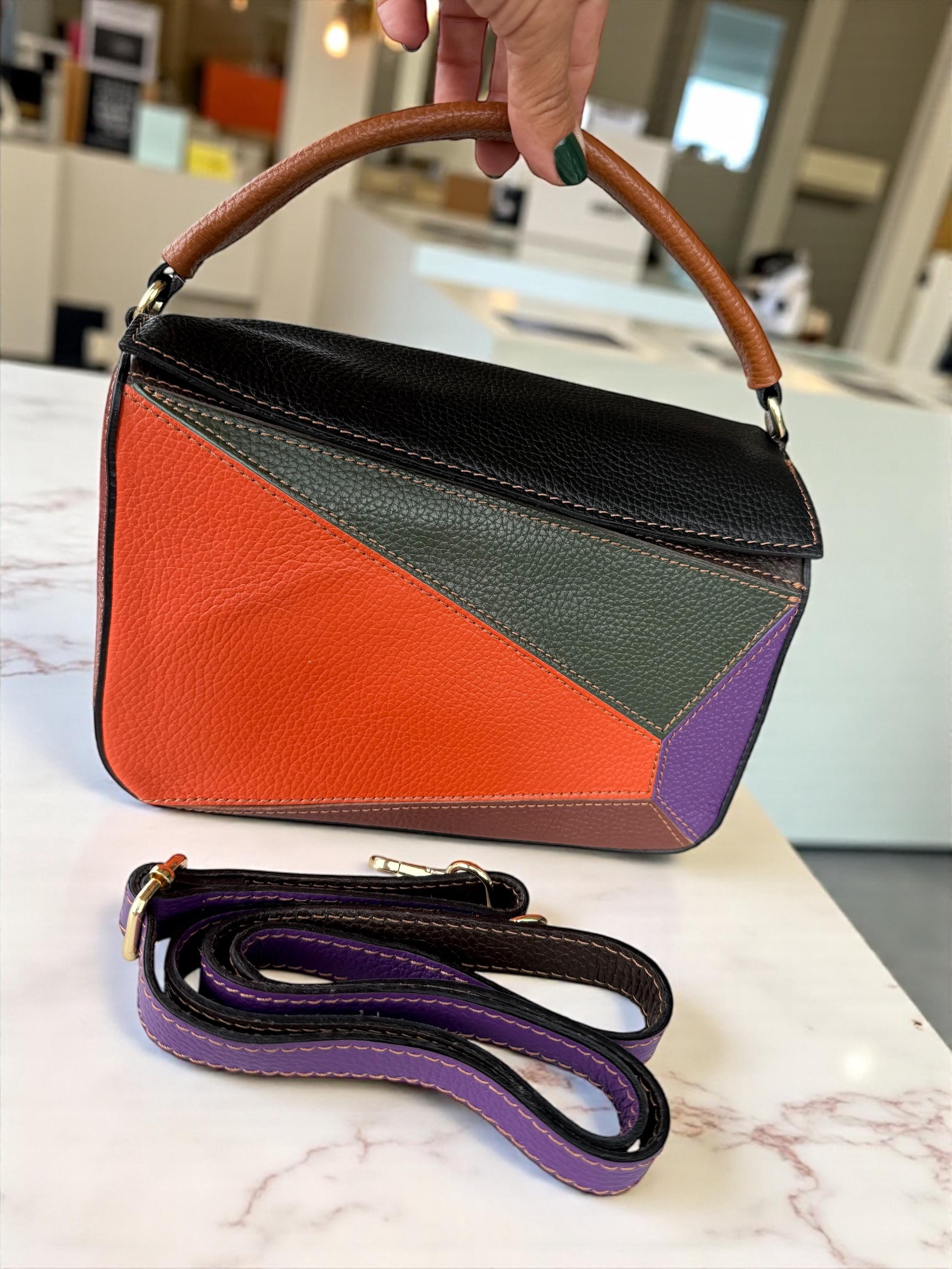 Bolso multicolor de piel auténtica
