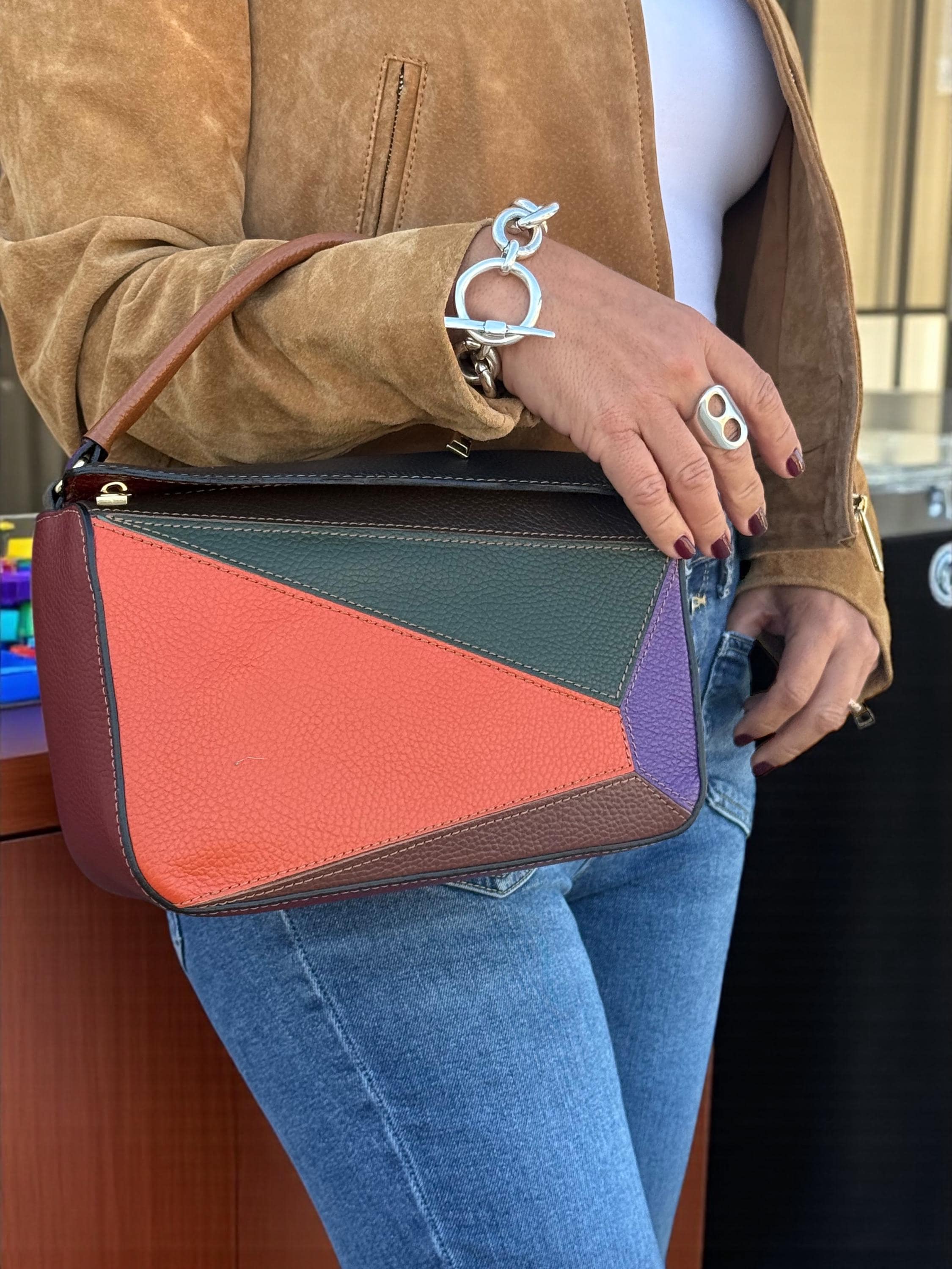 Bolso multicolor de piel auténtica