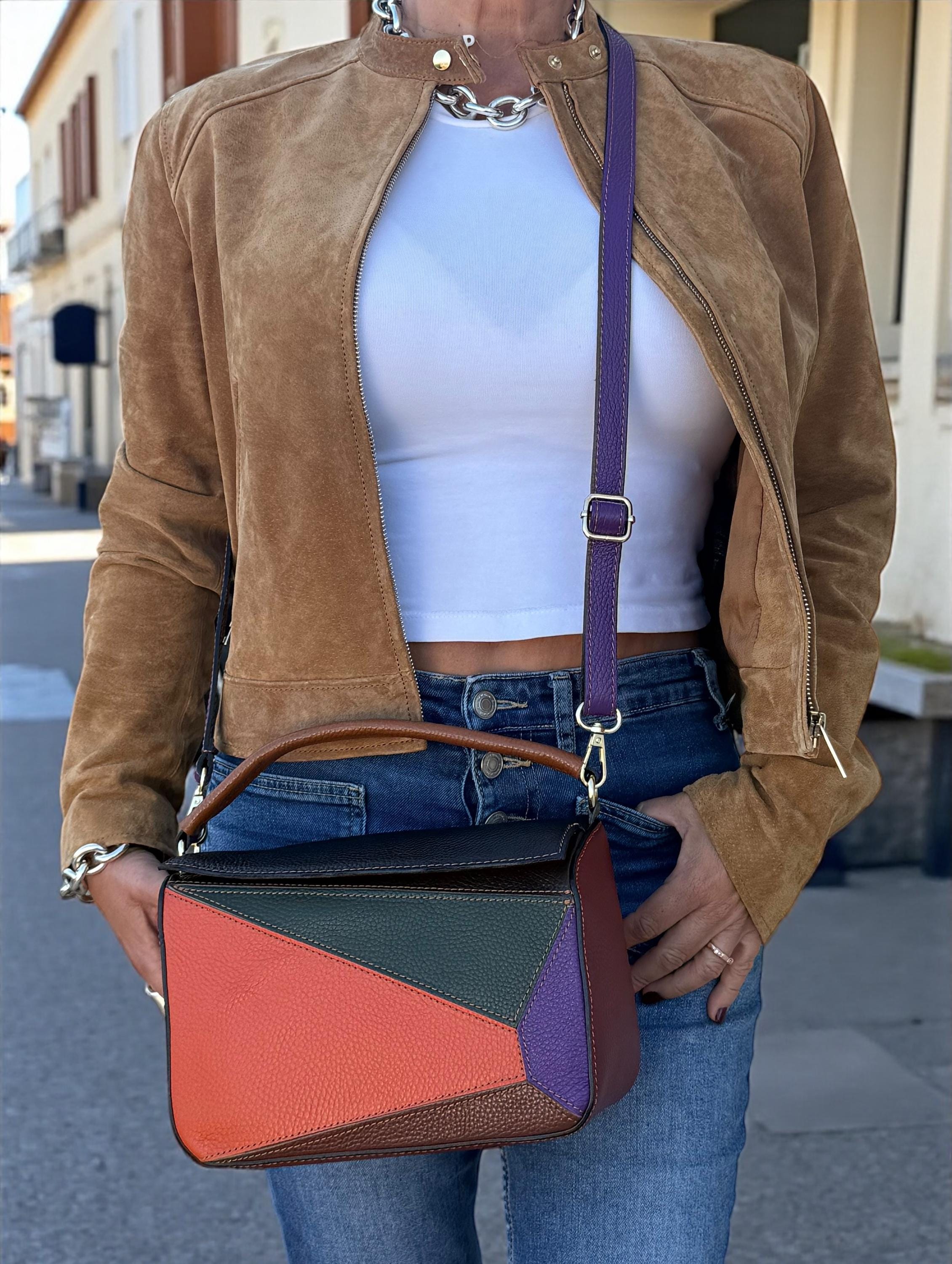 Bolso multicolor de piel auténtica