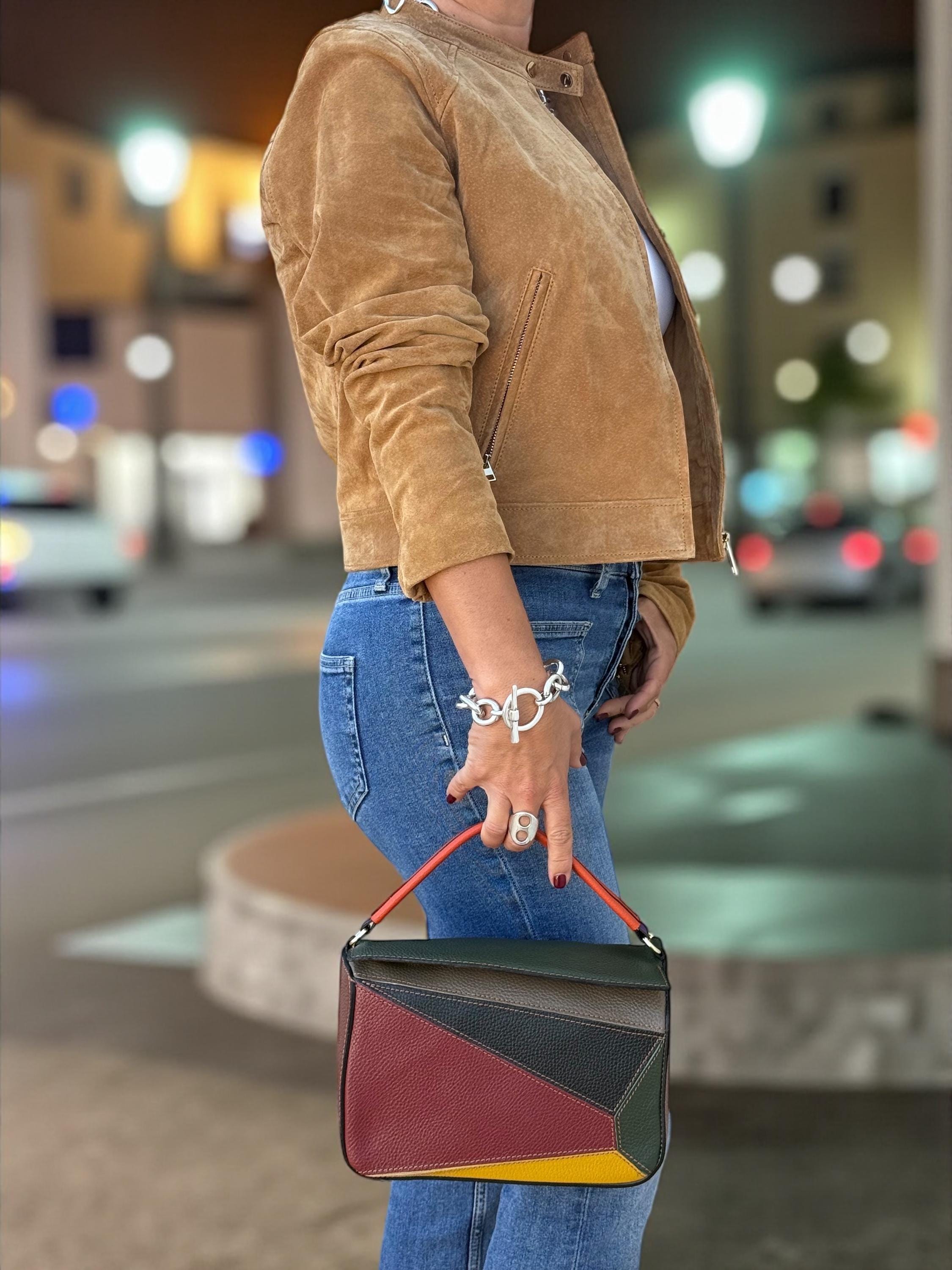 Bolso multicolor de piel auténtica