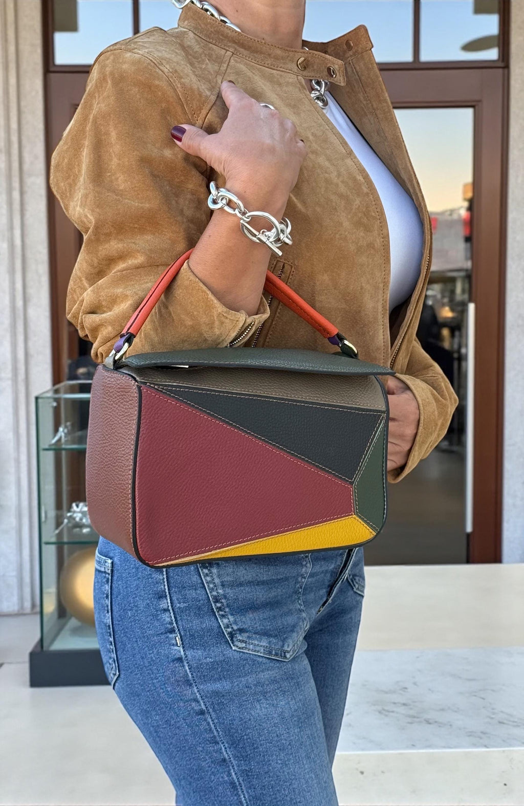 Bolso multicolor de piel auténtica