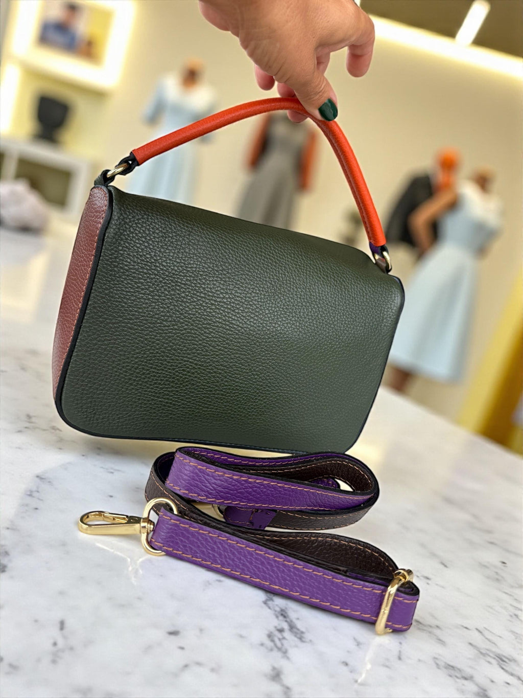 Bolso multicolor de piel auténtica