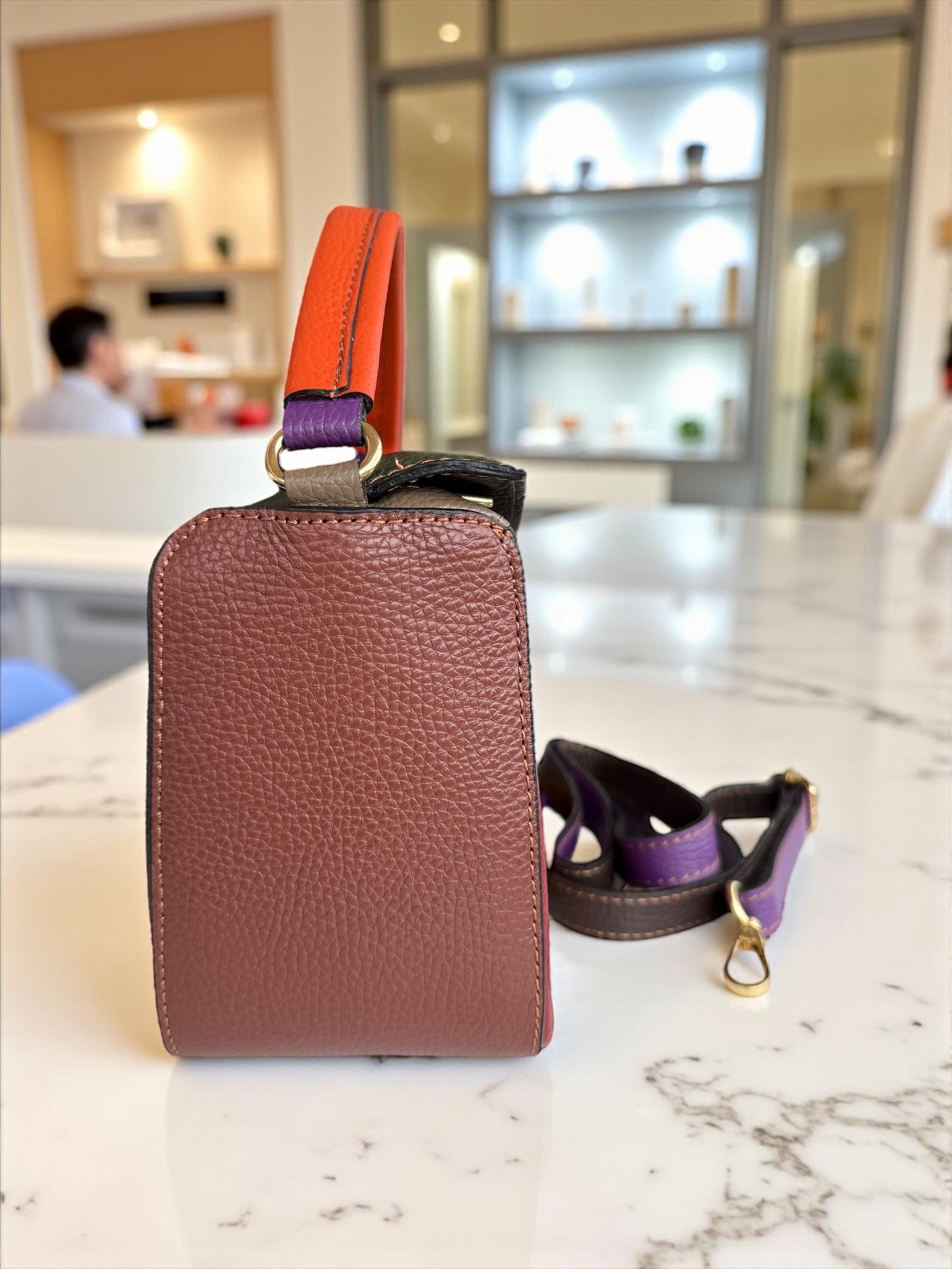 Bolso multicolor de piel auténtica