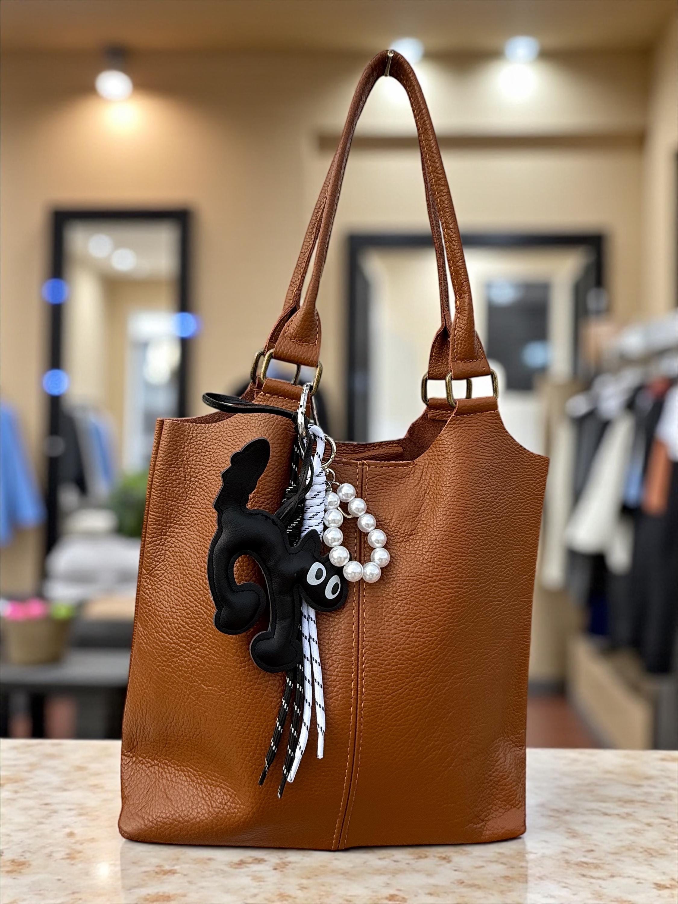 Bolso shopper de piel auténtica color marrón camel