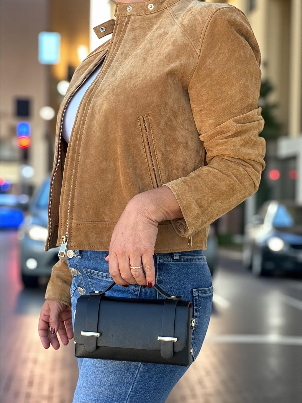 Bolso mini caja estructurado de piel