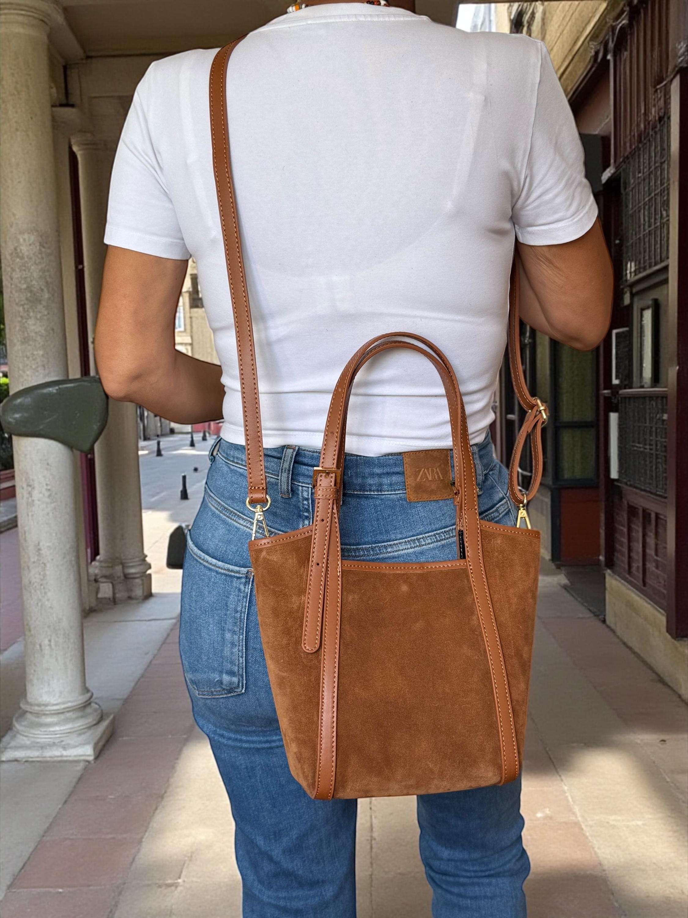genunine leather suede camel bag